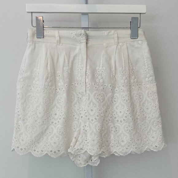 ZIMMERMANN IVORY WHITE COTTON SILK EYELET EMBROIDERY SHORTS SIZE AU 1 / US 4 - Picture 2 of 16